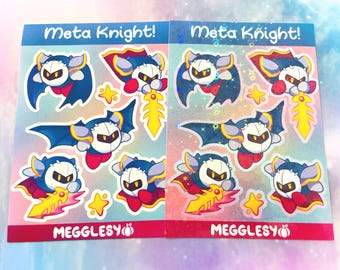 Meta Knight! || A6 Holo Star Vinyl / Glossy Clear Sticker Sheets