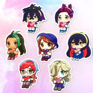 Sweet Trainers || 2.5&quot; Glossy Vinyl Stickers || PKMN || Kieran Kiki Juliana Arven Penny Nemona Carmine || Chibi Cute Kawaii || Candy Heart