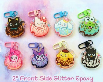 Kitty and Friends Donut Keychains | Glitter Epoxy Acrylic Charm