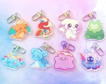 Pokopi Pals || 2" Double Sided Clear Acrylic Charms
