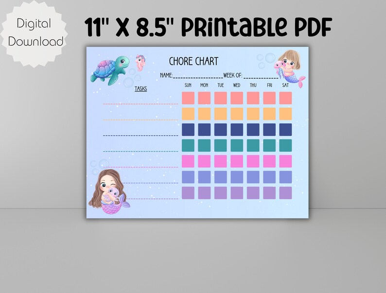 PRINTABLE Child's Daily Chore Chart With Sticker Sheet, Task Checklist ...