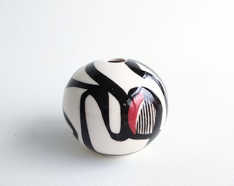 Handmade Wheelthrown Ceramic Vase with Unique Sgrafitto Decoration