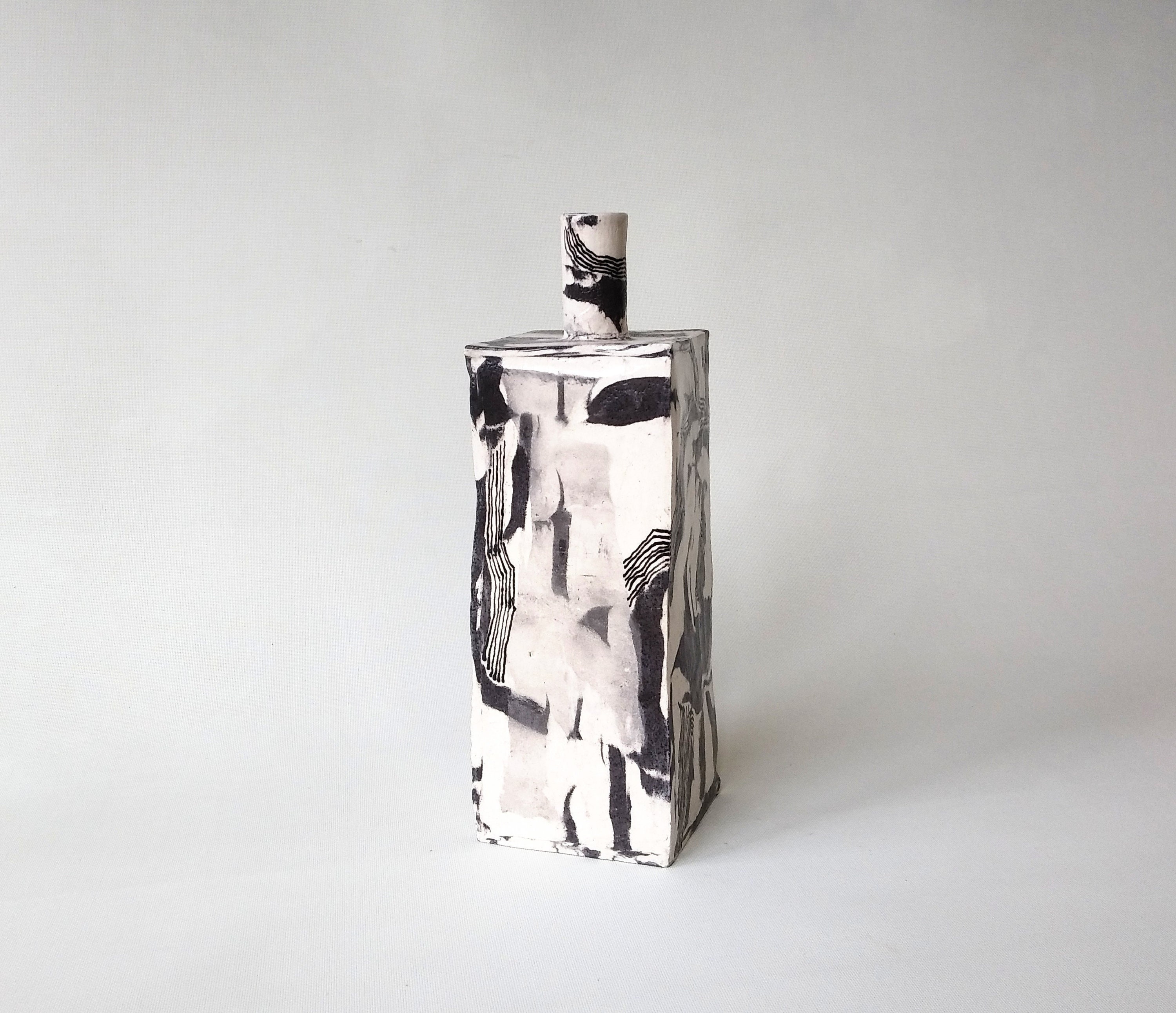 Handmade Ceramic vase | Marble Vase | Uniquely Decorated Ceramic Vase | Black and White Vase
