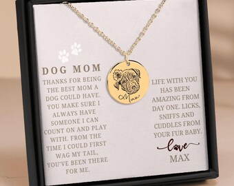 Pet Memorial Necklace Engraved Dog Portrait Necklace Dog Memorial Pendant Custom Pet Jewelry Dog Owner Gift Pet Loss Gift Sympathy Present