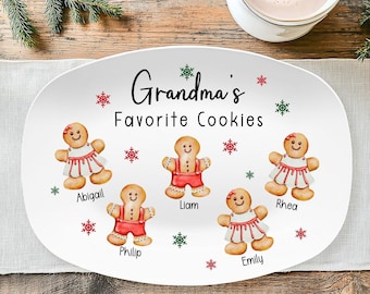 Personalized Christmas Gift for Grandmother Grandma's Favorite Cookies Plate Family Platter Custom Serving Tray for Xmas Christmas Decor