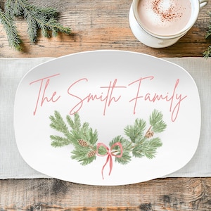 Bandeja navideña personalizada con nombre de familia, bandeja navideña con nombre, bandeja con nombre, regalo de inauguración de la casa personalizado