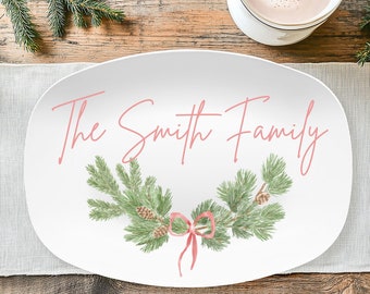 Personalised Christmas Serving Platter Family Name Christmas Platter Xmas Serving Plate Name Serving Tray Custom Name Housewarming Gift