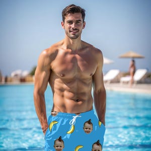 Custom Faces Mens Swim Trunks Funny Gift for Friend Matching Bro Swim Trunks Personalized Swim Trunks Beach Vacation Pool Party Outfit