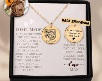 Pet Memorial Necklace Engraved Dog Portrait Necklace Dog Memorial Pendant Custom Pet Jewelry Dog Owner Gift Pet Loss Gift Sympathy Present