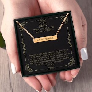 Personalized Roman Numerals Necklace Roman Numbers Birth Date Bar Custom Date Engagement Wedding Date Gift For Him Christmas Gifts
