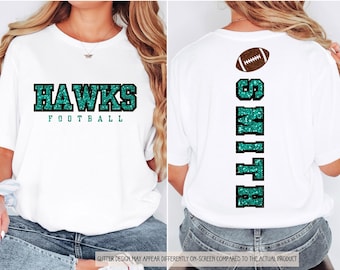 Camiseta personalizada con el nombre del equipo, camiseta de fútbol con purpurina, camiseta de mascota, regalo para mamá, idea de regalo de Navidad, camiseta sin mangas con espíritu escolar, camiseta de entrenador para el día del partido, baile