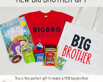 Gepersonaliseerde Big Brother-cadeautas Big Bro Activity Busy Box Cadeauzakje voor nieuwe grote broer Nieuwe babyaankondigingscadeau voor broer of zus Aandenkentasje