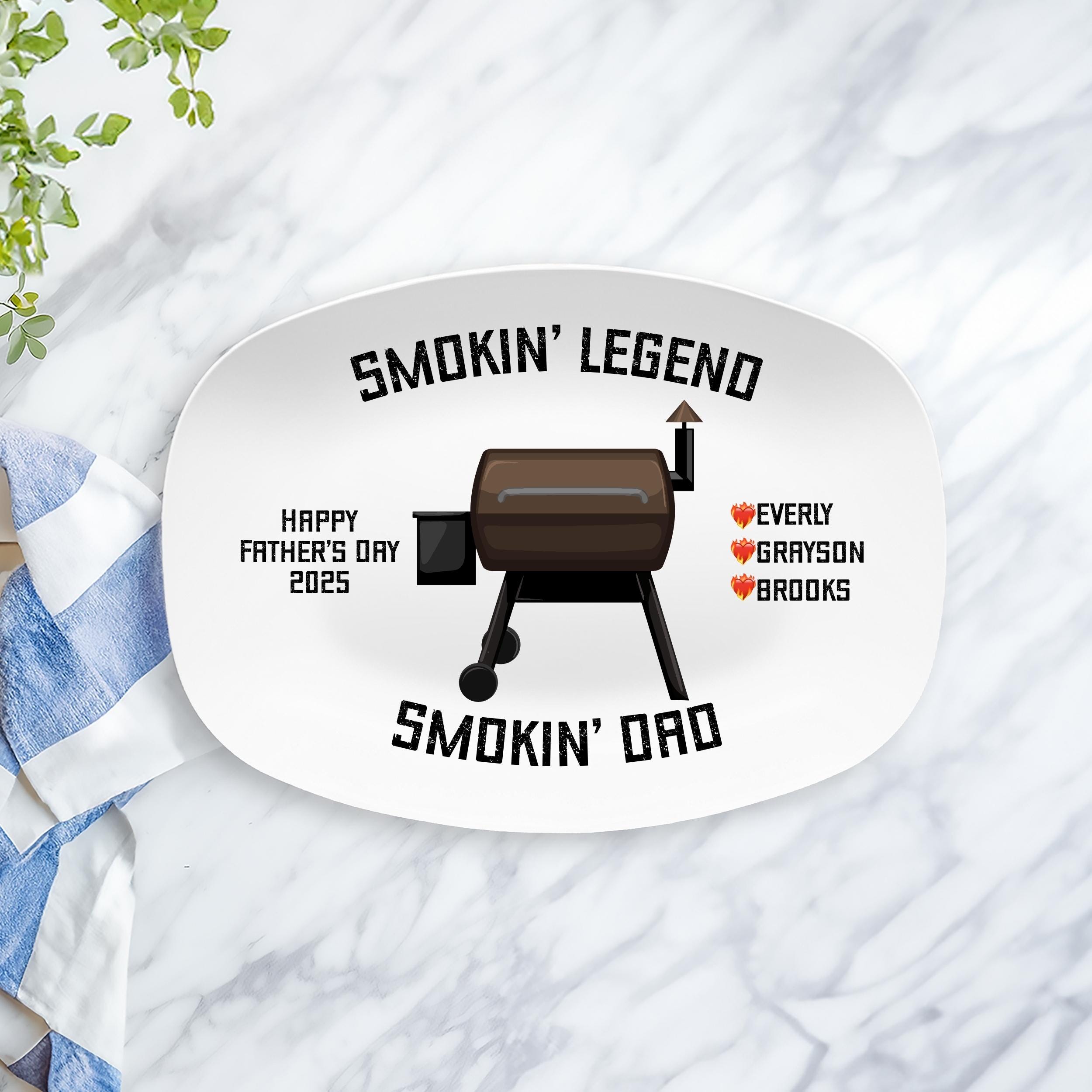 Smokin Dad Personalized Plate Dad's Grillin Platter for Father's Day Papa's Grill Plate for Birthday Gift for Him Grill Master Dad Custom