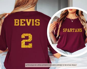 Maglietta da squadra personalizzata con glitter: maglietta da calcio personalizzata con mascotte