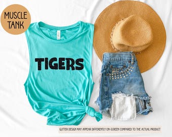 Custom Team Name Tank Glitter Football Mascot Racerback Gift for Christmas Gift Idea School Spirit Coach Game Day Tank Top Dance Team Tanks