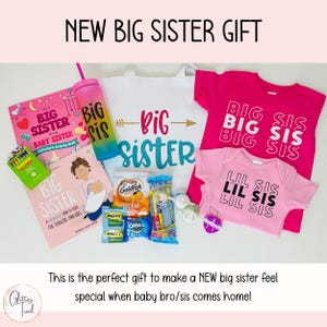 Personalized Big Sister Gift Box Promoted to Big Sis Tote Bag Custom Name Tumbler New Sibling Keepsake New Baby Bonding Transition Gift Set
