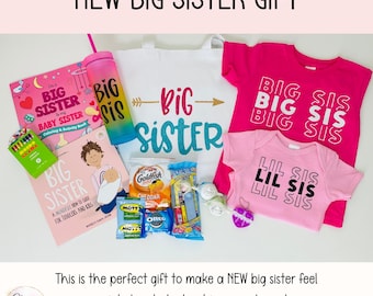 Personalized Big Sister Gift Box Promoted to Big Sis Tote Bag Custom Name Tumbler New Sibling Keepsake New Baby Bonding Transition Gift Set