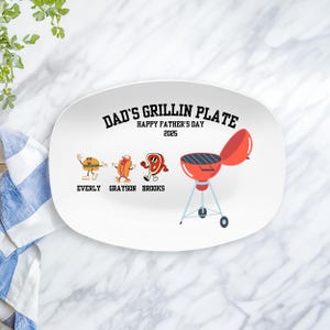 BBQ Grilling Personalised Plate Dad&#39;s Grillin Platter for Father&#39;s Day Papa&#39;s Grill Plate for Birthday Gift for Him Grill Master Dad Custom