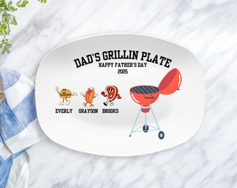 BBQ Grilling Personalised Plate Dad's Grillin Platter for Father's Day Papa's Grill Plate for Birthday Gift for Him Grill Master Dad Custom