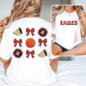 Custom Coquette Cheer Team Name Shirt Glitter Basketball Shirt Mascot Shirt Gift for Mom Gift Idea School Spirit Tank Top Coach Game Day Tee