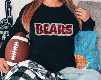 Felpa con nome personalizzato della squadra, maglietta da calcio glitterata, felpa con mascotte, regalo per la mamma, idea regalo di Natale, felpa con spirito scolastico, allenatore di cheerleading