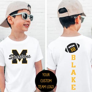 YOUTH Personalized Team Name Shirt Football Kids T Mascot Shirt Gift for Birthday School Spirit Matching Tee Baseball Game Day T Basketball