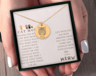 Huisdier Memorial ketting gegraveerd kat portret ketting kat Memorial hanger aangepaste huisdier sieraden kat eigenaar cadeau huisdier verlies cadeau sympathie aanwezig