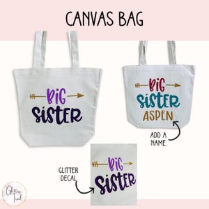 Gepersonaliseerde grote zus geschenkdoos gepromoveerd tot grote zus draagtas aangepaste naam beker Nieuwe broer/zus aandenken nieuwe babybinding overgangscadeauset afbeelding 3