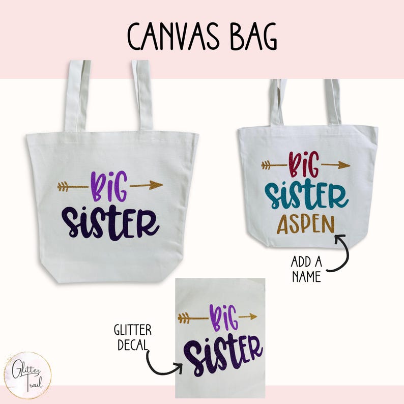 Gepersonaliseerde grote zus geschenkdoos gepromoveerd tot grote zus draagtas aangepaste naam beker Nieuwe broer/zus aandenken nieuwe babybinding overgangscadeauset afbeelding 3