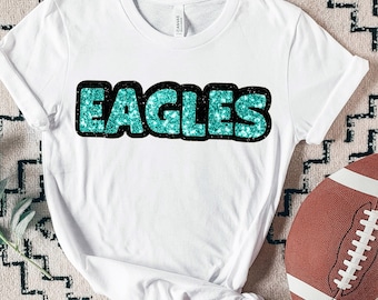 Maglietta con nome della squadra personalizzato, maglietta da calcio glitterata, maglietta con mascotte, regalo per la mamma, idea regalo di Natale, canotta con spirito scolastico, maglietta da ballo per il giorno della partita dell&#39;allenatore