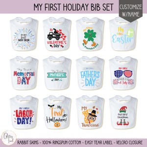 My First Holiday Baby Bib Set Personalized Bibs for Babies and Infants New Baby Gift Set Baby Shower Decoration New Mama Present DIY Bibs