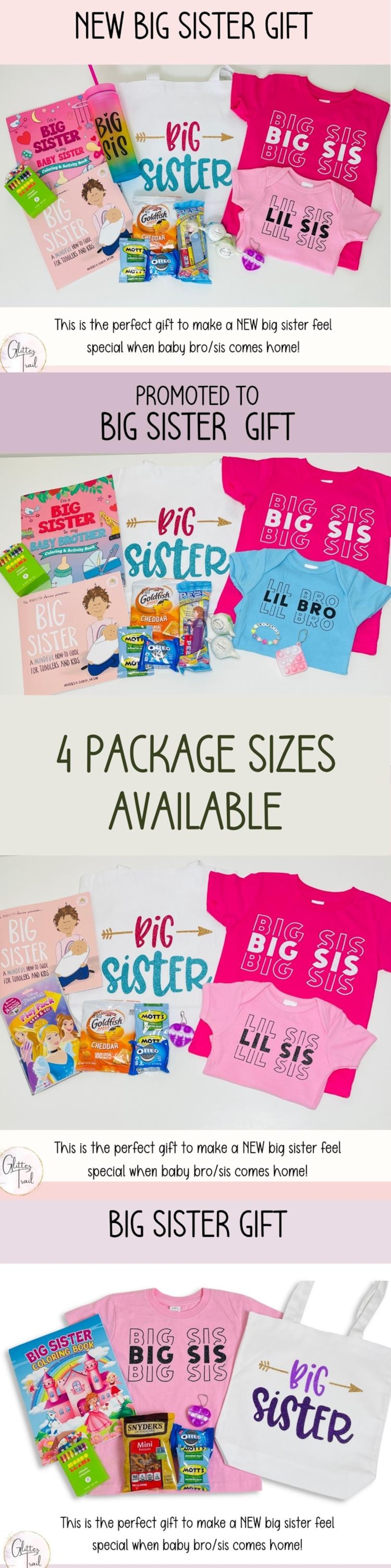 Gepersonaliseerde grote zus geschenkdoos gepromoveerd tot grote zus draagtas aangepaste naam beker Nieuwe broer/zus aandenken nieuwe babybinding overgangscadeauset afbeelding 10