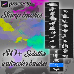 Procreate Stamp Brushes, Watercolour Brushes, High Resolution