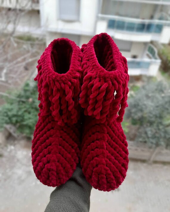 Home Boots Women s Winter Boots Knitted Booties Leather Sole