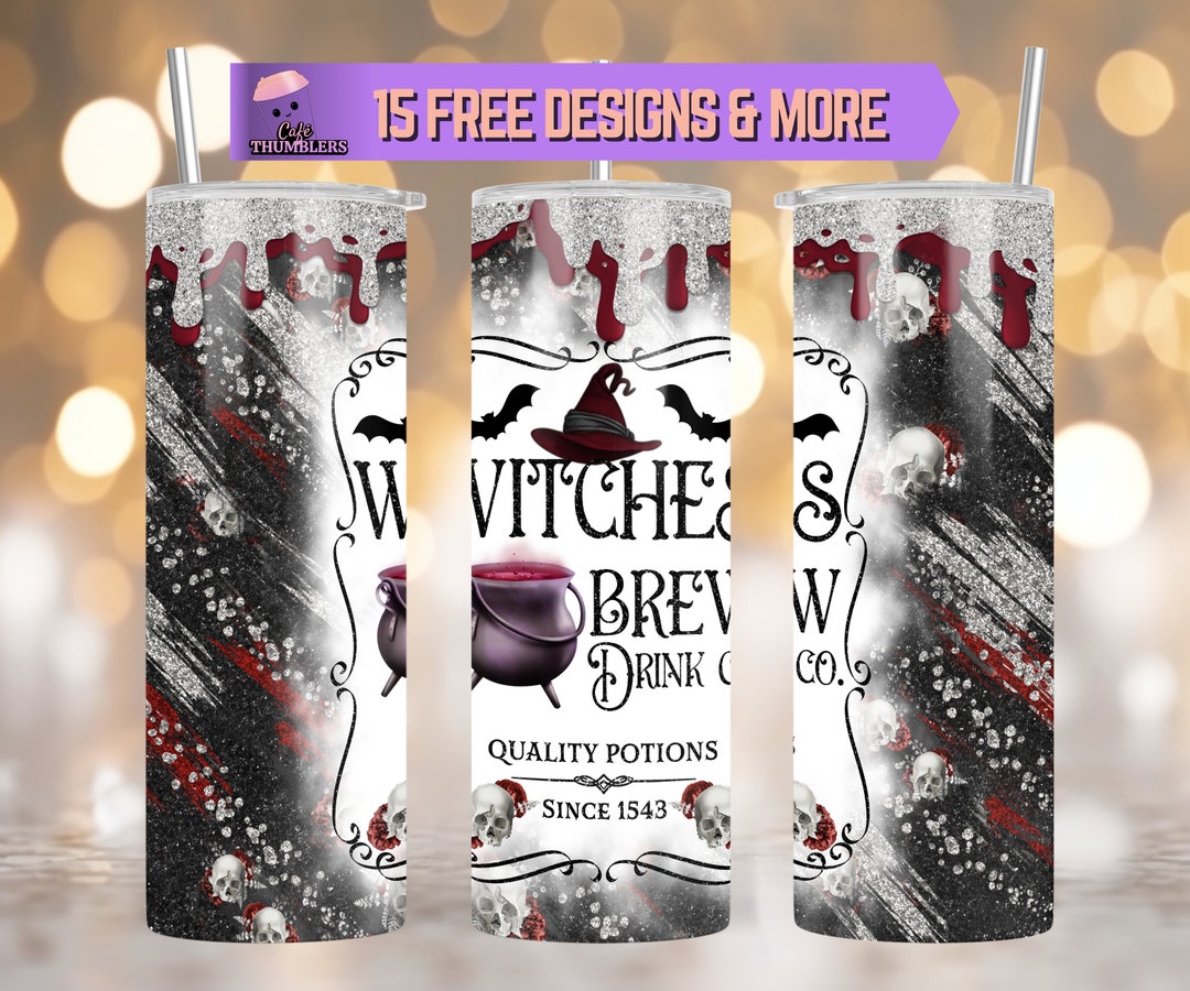 Witches Brew 20oz Skinny Tumbler Wrap, Witch Glitter Sublimation Design ...