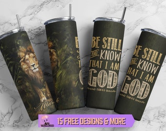20oz Skinny Tumbler Christian Bible Verse Psalm PNG Wrap, Christian Tumbler Custom Name Sublimation, Inspirational Design Digital Download