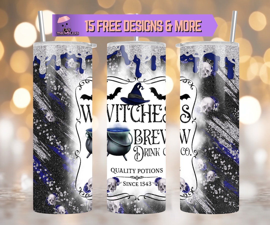 Witches Brew 20oz Skinny Tumbler Sublimation Design, Witch Glitter ...