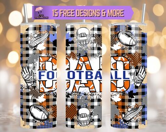 Papa Fußball 20 Unzen Skinny Tumbler Sublimation Design Fußball Vater Tumbler Design Digitaler Download, American Football Papa Tumbler Wrap