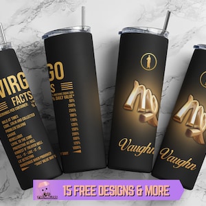 Virgo Zodiac Sign Nutrition Facts 20oz Skinny Tumbler Wrap PNG, Personalized Virgo Horoscope Tumbler Sublimation Design PNG Digital Download