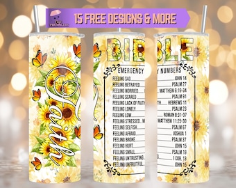 Bible Emergency Numbers 20 oz Skinny Tumbler Sublimation Design, Bible Tumbler Wrap, Faith Tumbler Digital Download, Christian Tumbler