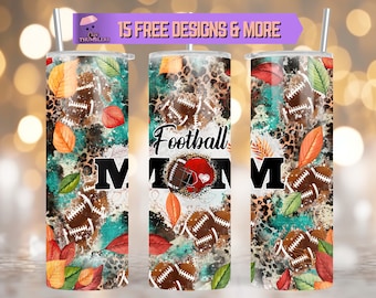 Mama Fußball 20 Unzen Skinny Tumbler Sublimation Design Fußball Mutter Tumbler Design Digitaler Download, American Football Mama Tumbler Wrap