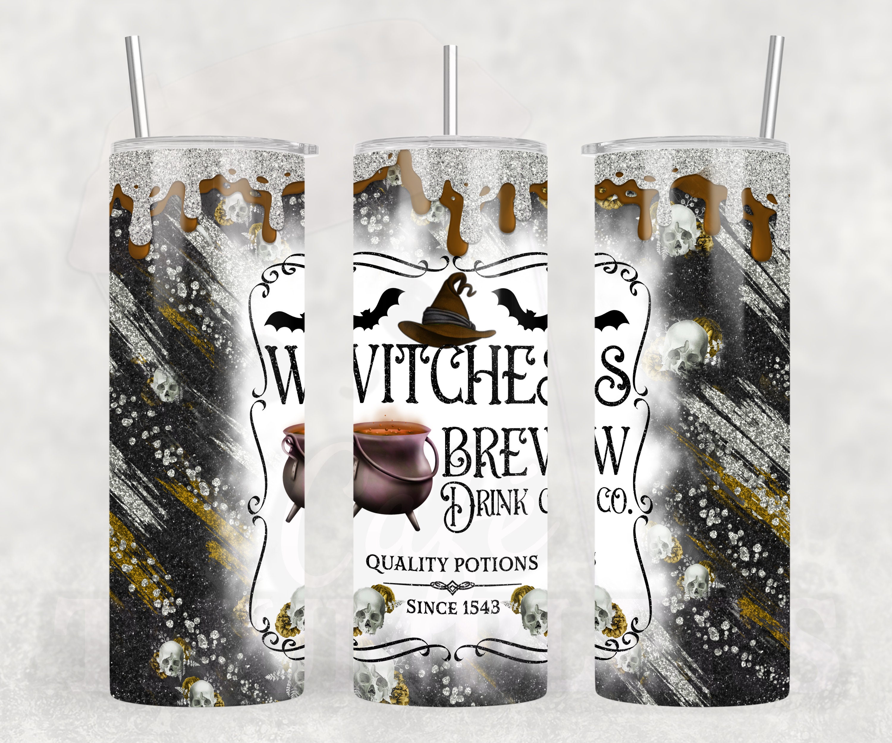 Witches Brew 20oz Skinny Tumbler Sublimation Design, Witch Glitter Wrap ...