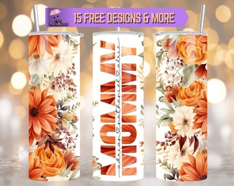 Mommy Floral Custom 20 Unzen Skinny Tumbler Sublimation Design, Muttertagsgeschenk, Add Kinder Namen, Mom Tumbler digitaler Download, Mama Tumbler