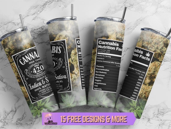 Cannabis Nutrition Facts 20 oz Skinny Tumbler Sublimation Design,Weed Seamless Tumbler Wrap PNG Design Digital Download,Marijuana Tumbler