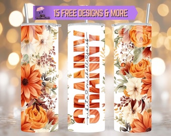 Oma Floral Custom 20 Unzen Skinny Tumbler Sublimationsdesign Fügen Sie Grandkids Name Tumbler, Floral Tumbler Digital Download, Großmutter Tumbler hinzu