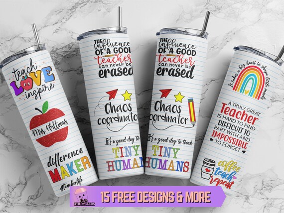 Teacher Chaos Coordinator 20 oz Skinny Tumbler Sublimation Design,Personalized Tumbler Wrap,Teacher Quotes Digital Download, Teacher Tumbler
