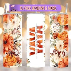 Yaya Floral 20 oz Skinny Tumbler Sublimation Design, Personalized Tumbler for Yaya, Add Kids Names, Floral Yaya Tumbler Digital Download