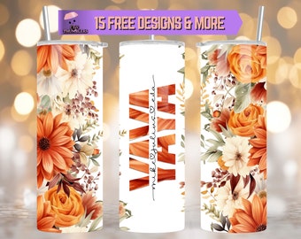 Yaya Floral 20 oz Skinny Tumbler Sublimationsdesign, personalisierter Becher für Yaya, fügen Kindernamen hinzu, Floral Yaya Tumbler digitaler Download