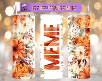Meme Floral 20 oz dünner Becher Sublimation Design, Meme Becher Geschenk, Boho Floral Tumbler Wrap digitaler Download, Mama Tumbler
