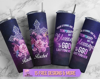 20 Unzen Skinny Christian Bibel Vers Tumbler Wrap Sublimation PNG, Christian Inspirational Tumbler Design Gerade Verjüngung PNG Digitaler Download